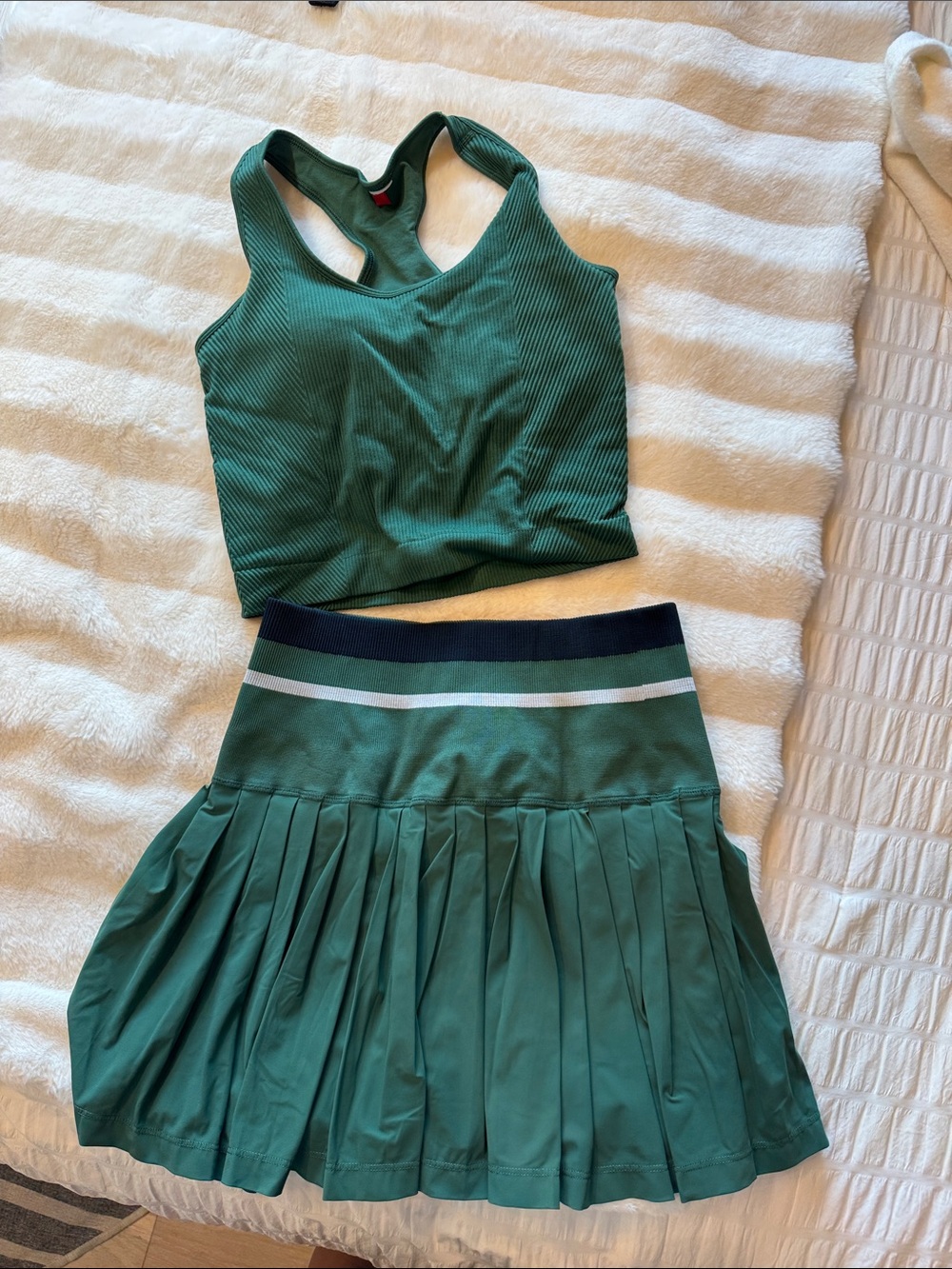 Wilson Forest Green Ribbed Racerback Crop & Pleated Tennis Skirt Set